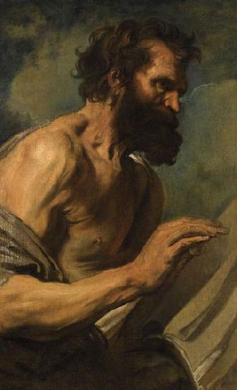 Anthony Van Dyck Study of a Bearded Man with Hands Raised, oil painting image
